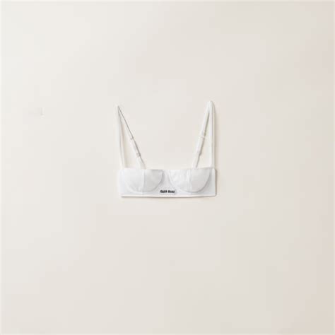 White Ribbed Knit Demi Bra 